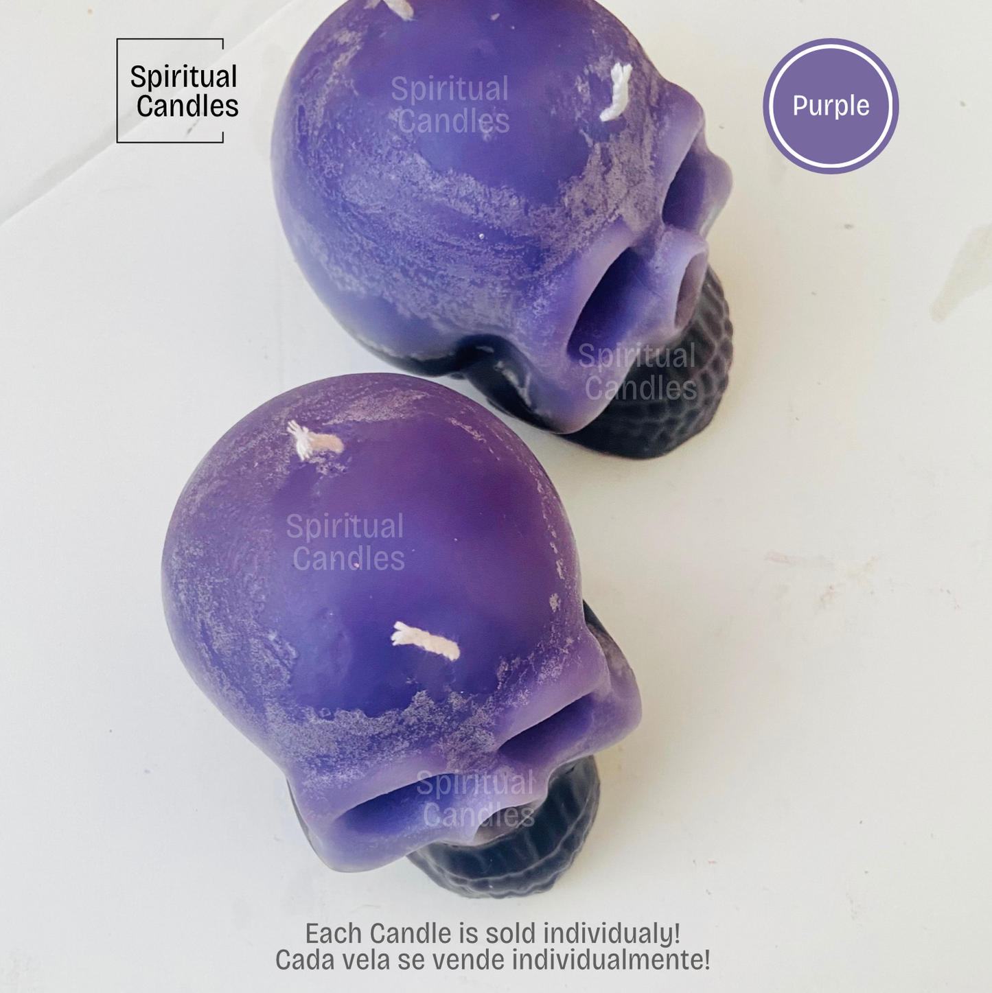 Purple Reversible Skull Candles, Spell Candles, Ritual Candles, Velas de Calavera reversible Morado, Velas para Hechizos