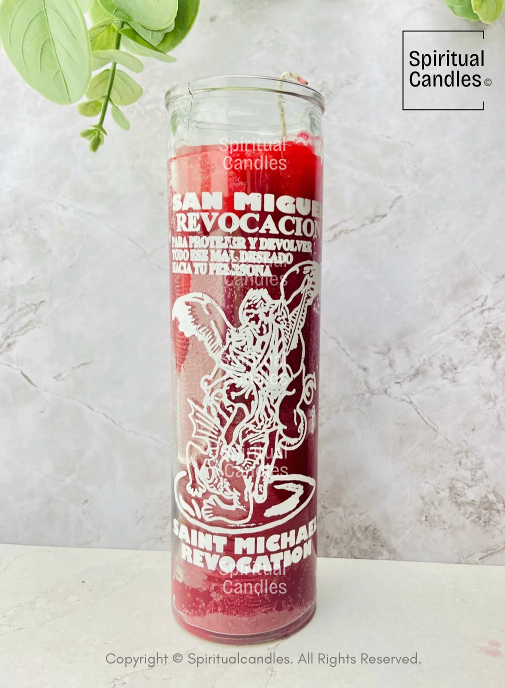 Red Saint Michael Spiritual Glass Candle, Vela Espiritual Roja de San Miguel