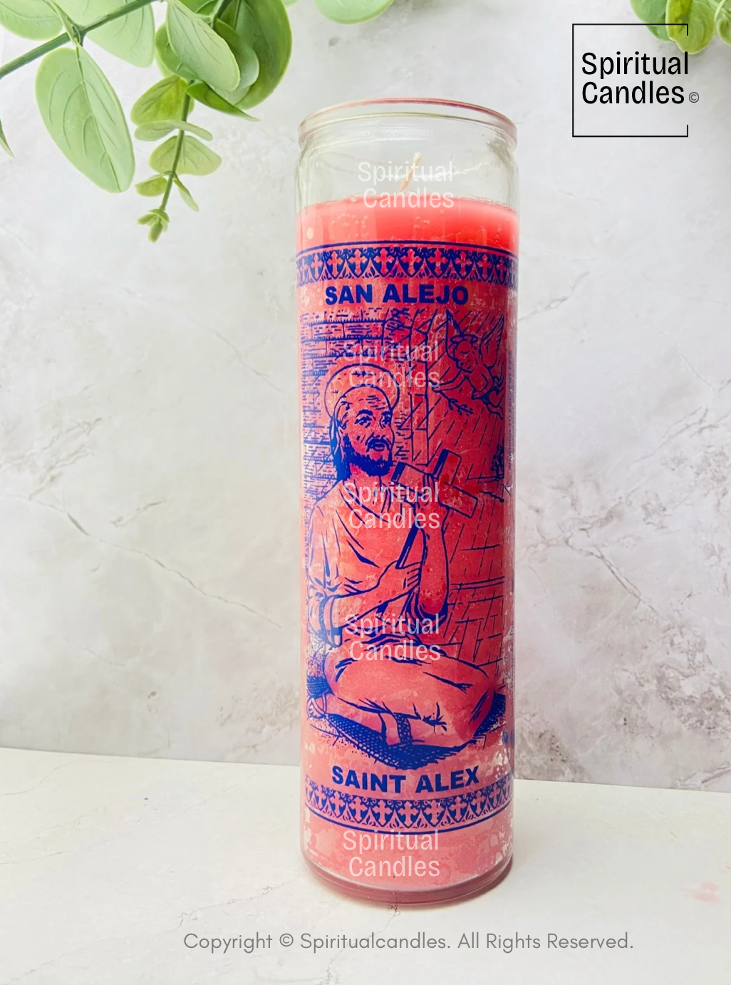 Saint Alex Glass Candle, Vela Espiritual De San Alejo
