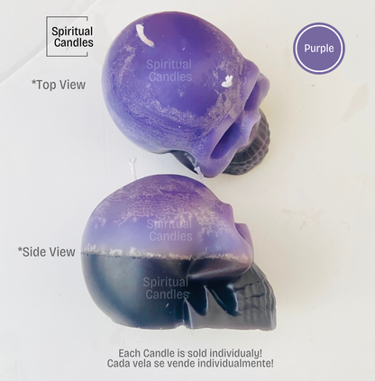 Purple Reversible Skull Candles, Spell Candles, Ritual Candles, Velas de Calavera reversible Morado, Velas para Hechizos