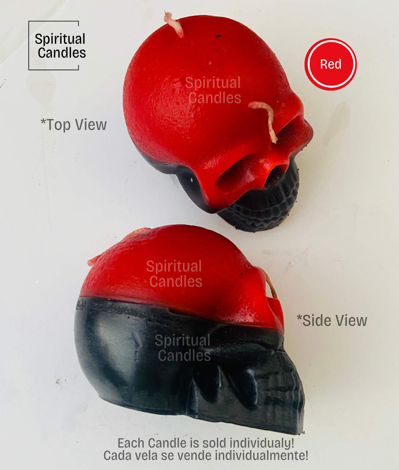 Red Reversible Skull Candles, Spell Candles, Ritual Candles, Velas de Calavera reversible Rojo, Velas para Hechizos