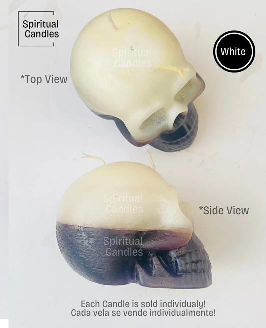 White Reversible Skull Candles, Spell Candles, Ritual Candles, Velas de Calavera reversible Blanco, Velas para Hechizos