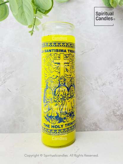 The Holy trinity Glass Candle, La Santisima Trinidad Vela De Vidrio