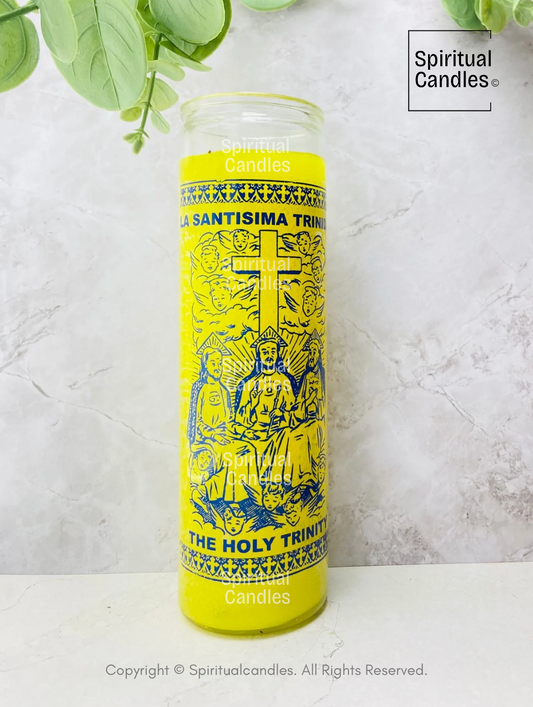 The Holy trinity Glass Candle, La Santisima Trinidad Vela De Vidrio