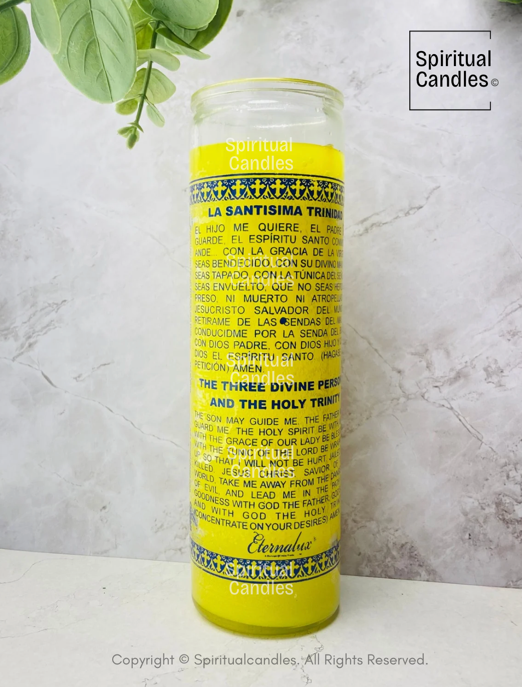 The Holy trinity Glass Candle, La Santisima Trinidad Vela De Vidrio